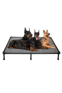 Veehoo Chew Proof Elevated Dog Bed - Cooling Raised Pet Cot- Rustless Aluminum Frame And Durable Textilene Mesh Fabric, Unique Designed No-Slip Feet For Indoor Or Outdoor Use, Black Silver, Xx Large