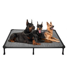 Veehoo Chew Proof Elevated Dog Bed - Cooling Raised Pet Cot- Rustless Aluminum Frame And Durable Textilene Mesh Fabric, Unique Designed No-Slip Feet For Indoor Or Outdoor Use, Black Silver, Xx Large