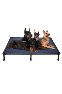 Veehoo Chew Proof Elevated Dog Bed - Cooling Raised Pet Cot- Rustless Aluminum Frame And Durable Textilene Mesh Fabric, Unique Designed No-Slip Feet For Indoor Or Outdoor Use, Blue, Xx Large