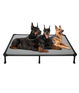 Veehoo Chew Proof Elevated Dog Bed - Cooling Raised Pet Cot- Rustless Aluminum Frame And Durable Textilene Mesh Fabric, Unique Designed No-Slip Feet For Indoor Or Outdoor Use, Gray, Xx Large