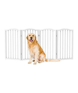PETMAKER Pet Gate - Dog Gate for Doorways, Stairs or House - Freestanding, Folding, Scalloped Top, MDF Wooden Indoor Dog Fence (4 Panel, White)