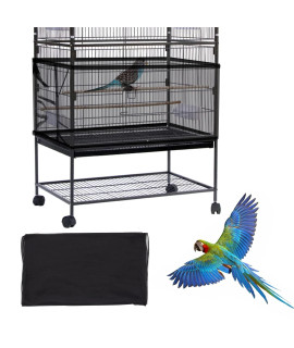 Daoeny Large Bird cage cover, Bird cage Seed catcher, Adjustable Soft Airy Nylon Mesh Net, Birdcage cover Skirt Seed guard for Parrot Parakeet Macaw African Round Square cages (Black)