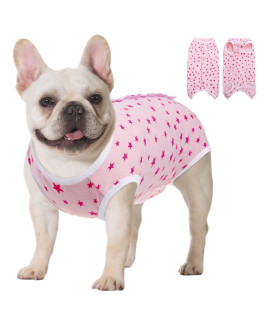 Koeson Recovery Suit For Female Dogs, Dog Recovery Suit After Spay Abdominal Wounds Protector, Bandages Cone E-Collar Alternative Surgical Onesie Anti Licking Pink Stars M