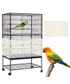 Daoeny Large Bird cage cover, Bird cage Seed catcher, Adjustable Soft Nylon Mesh Net with Daisy Pattern, Birdcage cover Skirt Seed guard for Parrot Parakeet Macaw Round Square cages (White)