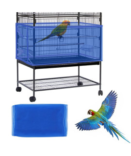 Daoeny Large Bird cage cover, Bird cage Seed catcher, Adjustable Soft Airy Nylon Mesh Net, Birdcage cover Skirt Seed guard for Parrot Parakeet Macaw African Round Square cages (Blue)