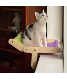 Mewoofun Cat Window Perch Lounge Mount Hammock Window Seat Bed Shelves For Indoor Cats No Drilling No Suction Cup (Purplegreen)