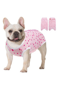 Koeson Recovery Suit For Female Dogs, Dog Recovery Suit After Spay Abdominal Wounds Protector, Bandages Cone E-Collar Alternative Surgical Onesie Anti Licking Pink Stars Xs