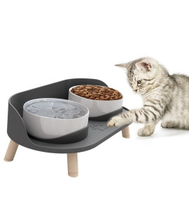 Elevated Cat Food Bowls with No-Spill Design, Raised Ceramic Cat Dog Bowls for Food and Water, 3 Adjustable Heights Anti Vomiting Pet Bowl, Bowl Capacity 16 oz