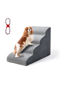 INRLKIT Dog Stairs 4 Tiers Foam Dog Ramps/Steps, Puppy Climbing Ladder Pet Ramp Stairs Step Sofa Bed Ladder for Puppies Small Medium Dogs/Cats, Elderly Dogs, Grey