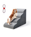 INRLKIT Dog Stairs 4 Tiers Foam Dog Ramps/Steps, Puppy Climbing Ladder Pet Ramp Stairs Step Sofa Bed Ladder for Puppies Small Medium Dogs/Cats, Elderly Dogs, Grey