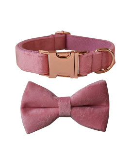 Love Dream Bowtie Dog Collar, Velvet Dog Collars With Detachable Bowtie Metal Buckle, Soft Comfortable Adjustable Bow Tie Collars For Small Medium Large Dogs (Xlarge, Pink)