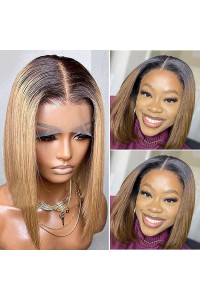 Wiggins Ombre Lace Front Wig Human Hair Bob Wig Human Hair 1B27 Lace Front Wig Human Hair Wigs For Black Women Honey Blonde Lace Front Wig Human Hair 13X4 Short Straight Bob Wig 12 Inch