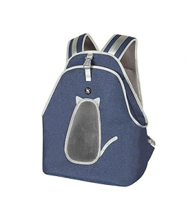 Dog Double Shoulder Backpack Safety Travel Bag Easy-Fit for Small Medium Dogs for Traveling Hiking Camping,Blue