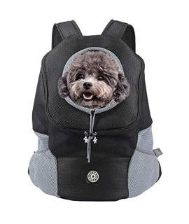 Dog Backpack, Puppy Backpack, Pet Carrier Backpack Small Dog Backpack Carrier Pet Travel Carrier Dog Front Carrier with Breathable Head Out Design and Padded Shoulder for Hiking Outdoor Travel(L)