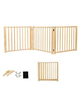 YOCAN Freestanding Wooden Dog Gates -Foldable Pet Gate Indoor Dog Fence, Dog Gate for Doorways, House, Stairs , Halls-?3 Panel 24
