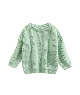 Autumn Winter Warm Outfits Baby girl cute Long Sleeve Knitted Sweater Pullover Top (Light green,18-24 Months)