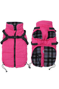 Winter Warm Coat Geyecete Waterproof Dog Winter Jacket With Harness Traction Belt,Pet Outdoor Jacket Dog Autumn And Winter Clothes For Medium, Small Dog-Pink-M