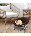 Etna Folding Pet Cot Chair - Portable Round Fold Out Elevated Cat Bed - Brown Fleece Top Cushion - Papasan Chair for Small Dogs