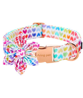 Aring Pet Dog Collar With Flower, Dog Collar With Detachable Flower, Adorable Colorful Love Dog Collar For Small Medium Large Dogs