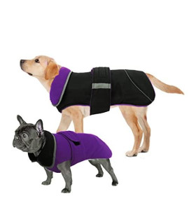 Letsqk Dog Coat Waterproof And Windproof Dog Jacket Reflective Safety Dog Vest Thick Padded Warm Comfortable For Small Medium & Large Dogs Indoor And Outdoor Use Purplr 2Xl