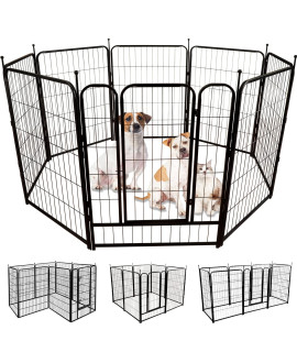 Jhsomdr Dog Playpen Foldable 8 Panels Dog Pen 24"/40" Height Pet Enclosure Dog Fence Outdoor with Lockable Door for Large/Medium/Small Dogs,Puppy Playpen,RV,Camping Pet Fence