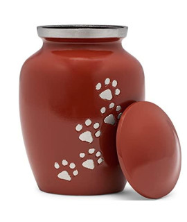 Eternal Harmony Cremation Urn for Animal Ashes | Funeral Urn Carefully Handcrafted with Elegant Finishes to Honor and Remember Your Pet | Dogs and Cats Urn with Beautiful Velvet Bag (Red, Medium)