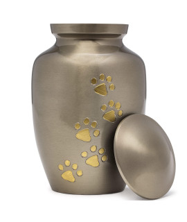 Eternal Harmony Cremation Urn for Animal Ashes | Funeral Urn Carefully Handcrafted with Elegant Finishes to Honor and Remember Your Pet | Dogs and Cats Urn with Beautiful Velvet Bag (Silver, Large)