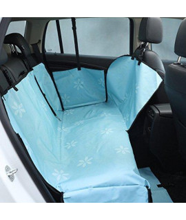 NA YOHOU Pet Barrier 2 Layer Car Back Seat Cover Zipper Dog Car Travel Fence Seat Protector (Blue-Floral)