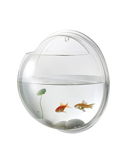 Wjccy 19.5Cm Diameter Creative Wall Mounted Acrylic Fish Bowl Hanging Aquarium Fish Tank Transparent Home Ornament