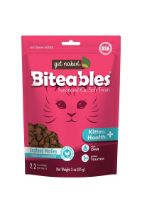 Get Naked Biteables Natural Soft Treats for Cats, Kitten Health Plus, Seafood Medley Recipe, 3 oz, 1 Pouch