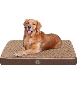 EMPSIGN Waterproof Dog Bed Mat, Reversible Crate Pad with Removable Washable Cover & Waterproof Liner, Supportive Foam Pet Bed for XX-Large Dogs, Brown Cuddle Rose