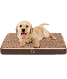 EMPSIGN Waterproof Dog Bed Mat, Reversible Crate Pad with Removable Washable Cover & Waterproof Liner, Supportive Foam Pet Bed for Cats & Small Dogs, Brown Cuddle Rose