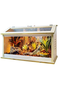 Prolee Reptile Terrarium Tank Large 24" x 16" x 16" Bearded Dragon Tank with Front Door & Roof Door, Snake Tank with Built-in Lamp Fixture and Switch