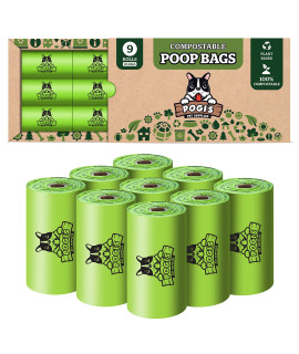 Pogi's Plant-based Poop Bags w/ Handles - 9 Rolls (135 Bags) - Leak-Proof, Extra-Large, ASTM D6400 Certified Waste Bags for Dogs