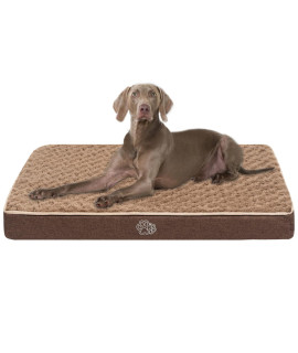 EMPSIGN Waterproof Dog Bed Mat, Reversible Crate Pad with Removable Washable Cover & Waterproof Liner, Supportive Foam Pet Bed for X-Large Dogs, Brown Cuddle Rose