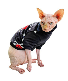 Kotomoda Hairless Cat's Cotton Stretch Sweater Winter Sculls for Sphynx Cat (X-Small)