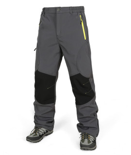 HONcAN Mens Snow Ski Pants Outdoor Waterproof Windproof Super-soft velvet lined Hiking Pants Softshell with Zipper Pockets(Hc705Dgrey03-L)
