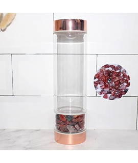 GOSOU Natural Ingredients Natural Quartz Gemstone Water Bottle Point with Crystal Random Gravel Healing Crystal Gravel Purification Degaussing Glass (Color : 13-Red Agate)