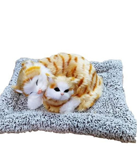 Interactive Plush Toy Realistic Kawaii Cat Small Fake Simulation Animal Ornaments Yellow Tabby Kitty Model Can Used As Car Air Fresheners