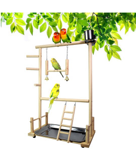 Volksrose Wooden Bird Playpen Playground Training Platform Parrots Perch Playstand Swing Climbing Ladder Small Birds Supplies Table Top Exercise Playgym For Cockatiels Conures Parakeets Love Birds