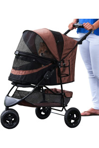 Pet Gear No-Zip Special Edition 3 Wheel Pet Stroller for Cats/Dogs, Zipperless Entry, Easy One-Hand Fold, Removable Liner, Cup Holder, 4 Colors
