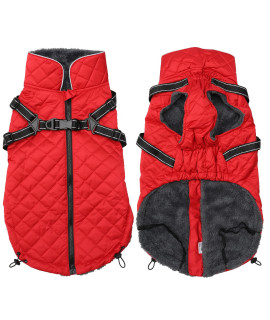 Geyecete Winter Warm Coat Dog Winter Jacket Windproof Snowproof Waterproof With Super Warm Inner Fleece,With Buckle And D-Ring-Red-L