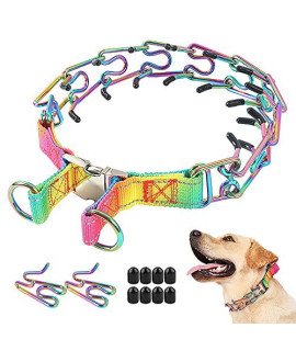 Mayerzon Dog Prong Training Collar, Stainless Steel Choke Pinch Dog Collar With Comfort Tips (Small,25Mm,177-Inch,12-16 Neck, Rainbow)