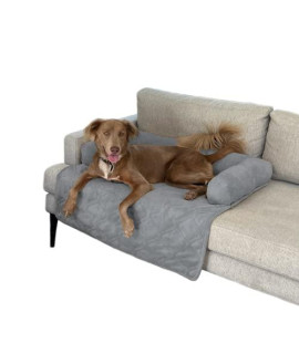 Blush Paws Pet Furniture Cover with Supportive Bolster for Dogs & Cats | Anti Slip and Waterproof | Couch & Sofa & Chaise & Chair Protector (Medium, Gray), Grey, Medium-33inx33in