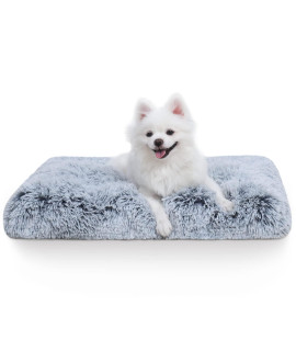 Vonabem Small Dog Bed Crate Pad Puppy Bed 24 inch, Washable Fluffy Plush Pet Beds, Anti-Slip Dog Crate Bed for Small Dogs and Cats,Dog Mats for Sleeping and Anti Anxiety, Kennel Pad Grey