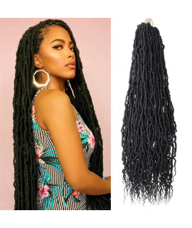 Bohobabe 36 Inch New Faux Locs With Curly End 6 Packs Soft Locs Crochet Hair 72 Strands Long Black Natural Crochet Braids (6Packs,1)