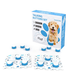 PawkieTalkie 12 Recordable Talking Buttons 2 Custom Mats for Pets with Stickers, Recordable Talking Button Set for Dogs & Cats | Training Buttons for Communication