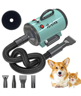 HRSINA Upgraded Dog Hair Dryer,3200W/4.3HP Motor Stepless Adjustable Speed Pet Hair Dryer, Pet Dog Grooming Dryer Blower Comes 98.5" Spring Hose,4 Different Nozzles and 2 Soundproof Cotton