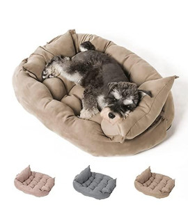 WE LOVE 3 in 1 Pet Bed for Dog and Cat, Middle Sized Dog Cat Bed & Mat & Couch for Small Medium Puppies and Kittens, All Seasons Indoor Dog Couch, Machine Washable Dog Furniture by WELOVE, Brown