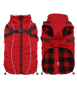 Geyecete Dog Winter Warm Coat With Super Inner Fleece Dog Winter Jacket Windproof Snowproof With Buckle And D-Ring With Hood,Pet Outdoor Jacket Dog Jacket-Red-Xl
